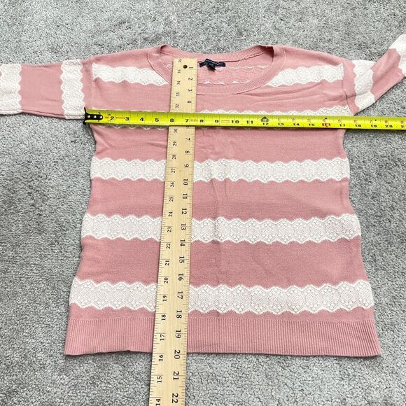 American Eagle Outfitters Sweater Womens XS Pink White Striped Round Neck Casual - Picture 8 of 9